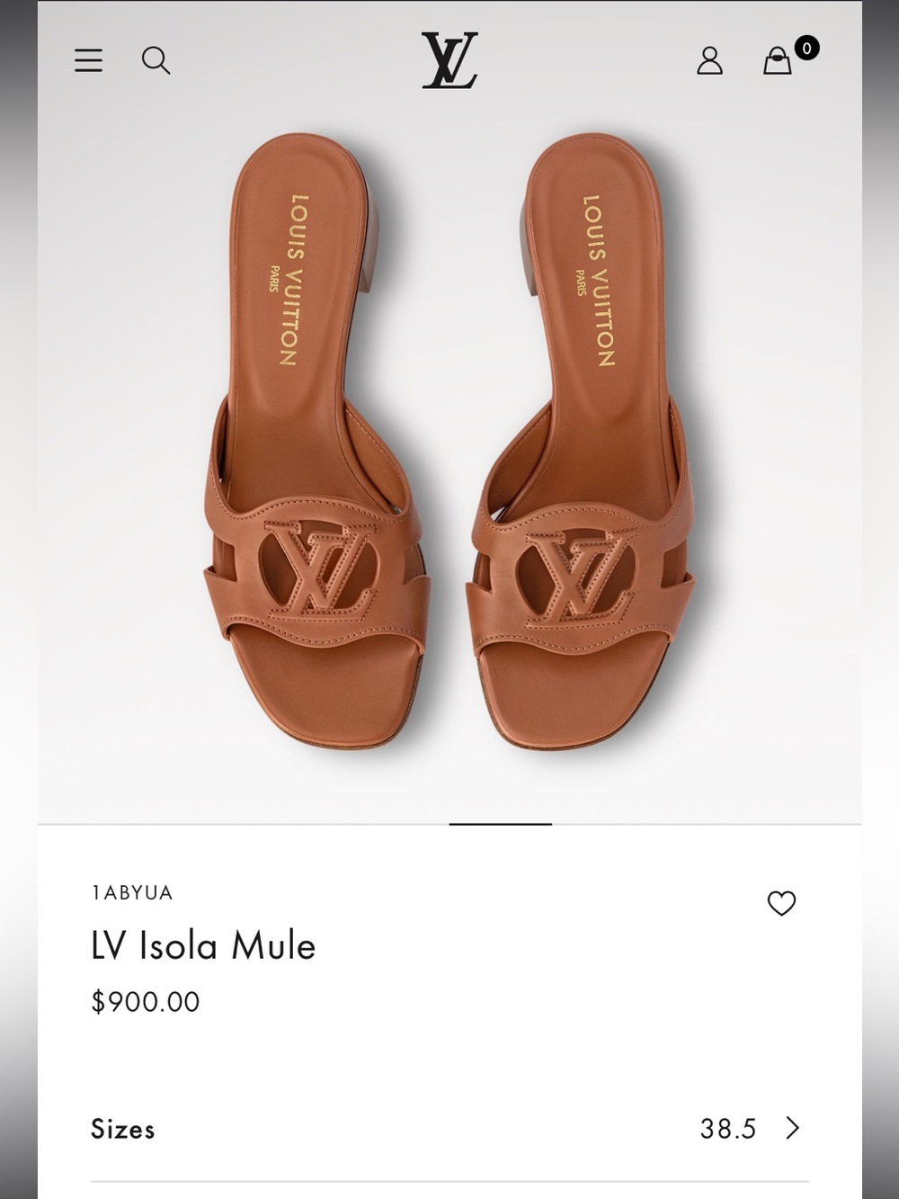 Louis Vuitton Tan LV Isola Leather Mule